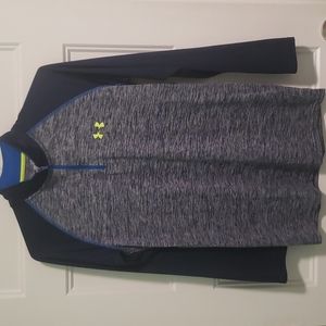 Mens Under Armour Small quarter zip Navy with Yellow Long Sleeve Shirt